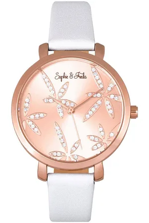 Sophie And Freda Womens Key West Leather-Band Watch with Swarovski Crystals - - One Size