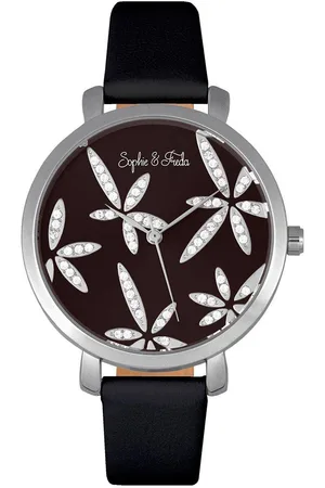 Sophie And Freda Womens Key West Leather-Band Watch with Swarovski Crystals - - One Size