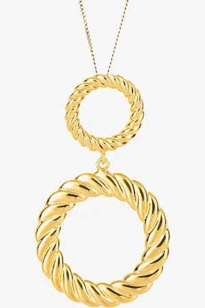 Fiorelli Womens Gold Plated Rope Pattern Circle Drop Necklace P5192 - - Adjustable
