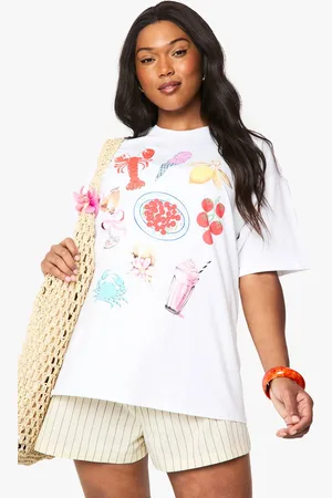 Boohoo Womens PLUS GIRLY GRAPHIC OVERSIZED T-SHIRT - - 24