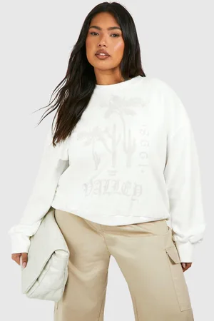 Boohoo Womens Plus Palm Print Slogan Oversized Sweatshirt - - 28