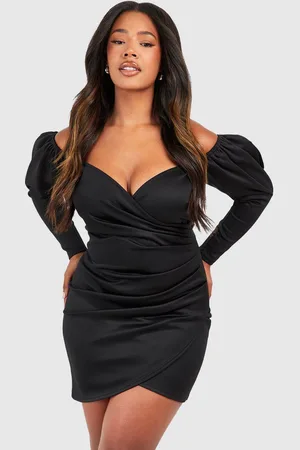 Boohoo Womens Plus Off Shoulder Pleated Detail Wrap Dress - - 18