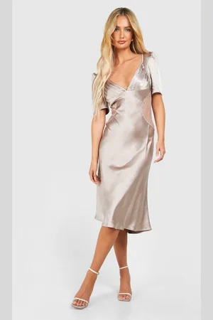 Boohoo Womens Satin Lace Detail Midi Dress - - 18