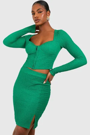 Boohoo Womens Tall Crinkle Corset Detail Top & Mini Skirt Co-ord - - 16