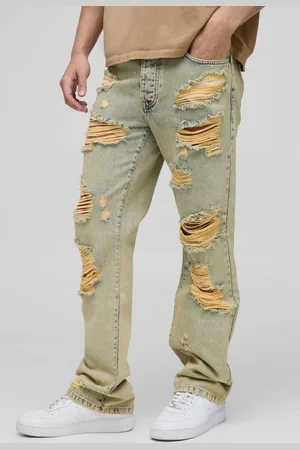 Boohoo Slim Flared Knee Ripped Bleach Washed Jeans - - 30R