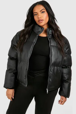Boohoo Womens Plus Pu Zip Up Puffer Coat - - 18
