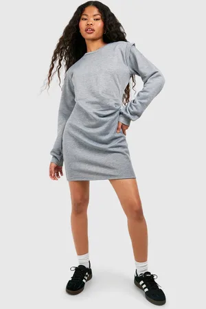 Boohoo Womens Petite Shoulder Detail Ruched Jumper Dress - - 12