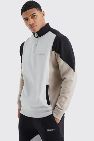 Boohoo Regular Fit Man 1/4 Zip Funnel Neck Colour Block Tracksuit - - M