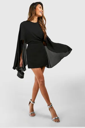 Boohoo Womens Chiffon Cape Open Back Playsuit - - 10