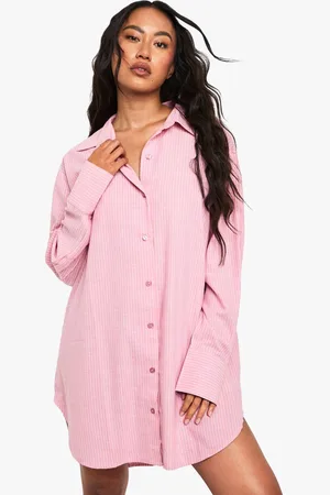 Boohoo Womens Cotton Stripe Oversized Pyjama Night Shirt - - 10
