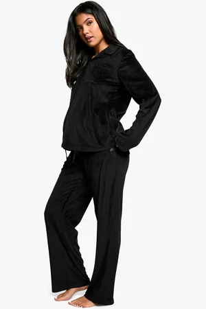 Boohoo Womens Maternity Velour Fleece Button Up Pj Set - - 12