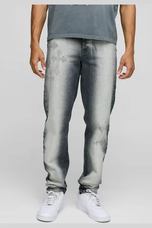 Boohoo Slim Stacked Washed Distressed Cross Jeans - - 32R