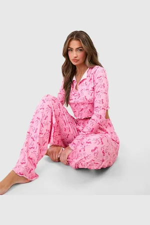 Boohoo Womens Bow Print Pj Set - - 12
