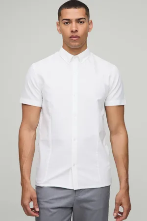 Boohoo Slim Fit Button Down Collar Oxford Short Sleeve Shirt - - XL