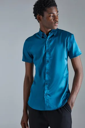 Boohoo Short Sleeve Muscle Satin Shirt - - XS