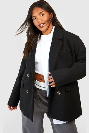 Boohoo Womens Plus Wool Look Double Breasted Oversized Blazer - - 18