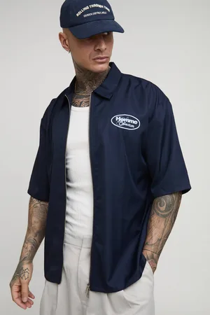 Boohoo Tall Oversized Zip Through Soft Twill Homme Overshirt - - L