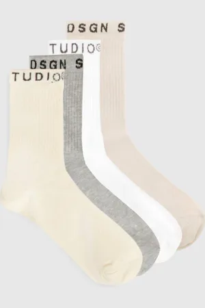 Boohoo Womens 4 Pack Ribbed DSGN Studio Socks - One Size