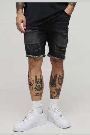 Boohoo Skinny Fit Ripped Washed Denim Shorts - 32