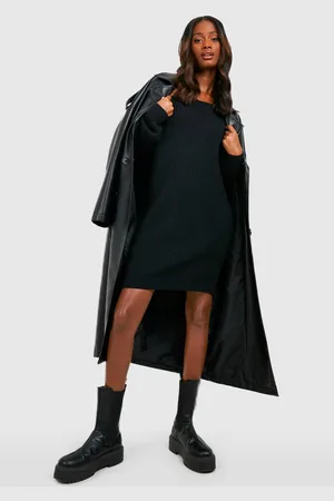 Boohoo Womens Basic Slash Neck Jumper Dress - - M