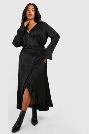 Boohoo Womens Plus Floral Ruffle Wrap Dress - - 16