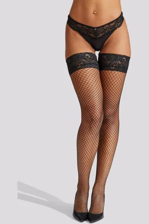 Ann Summers Womens Lace Top Fishnet Hold Ups - - L