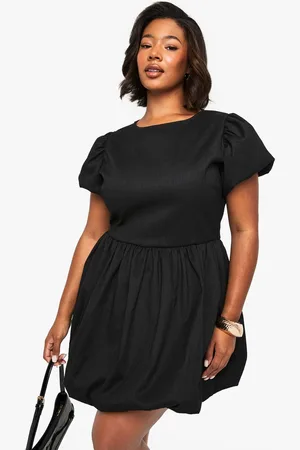 Boohoo Womens PLUS BONDED TEXTURED PUFFBALL SKATER DRESS - - 20