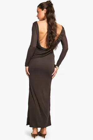 Boohoo Womens Petite Drape Back Detail Long Sleeve Maxi Dress - - 12