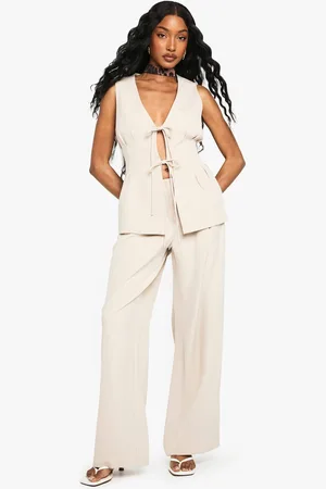 Boohoo Womens Woven Tailored Front Zip Straight Leg Trouser - - 16