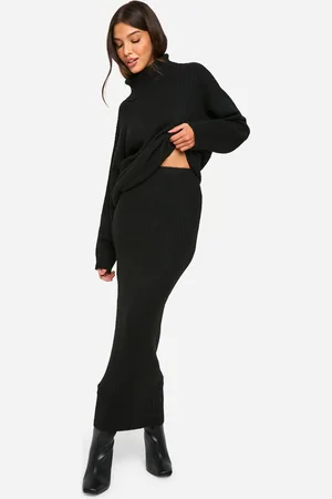 Boohoo Womens Rib Knitted Maxi Skirt - - M
