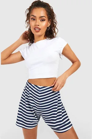 Boohoo Womens Stripe Rib Runner Short - - 16
