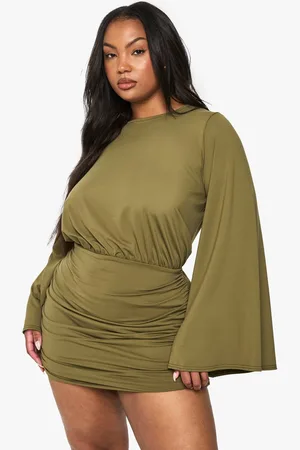 Boohoo Womens PLUS PREMIUM DRAPED batwing mini dress - - 26