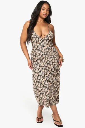 Boohoo Womens Plus Print Strappy Midaxi Dress - 22