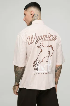 Boohoo Tall Oversized Western Slogan Stripe Shirt - - M