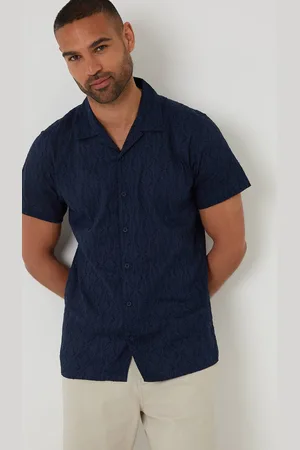 Threadbare Cotton Pluck Textured Short Sleeve Shirt - - XL