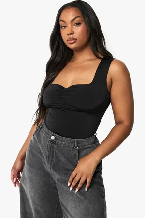 Boohoo Womens PLUS DOUBLE LAYER RUCHED FRONT BODYSUIT - - 24
