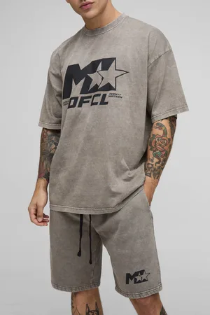 Boohoo Oversized M Star Washed T-Shirt & Short Set - - S