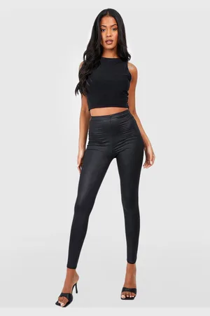 Boohoo Womens Tall Leather Look High Waisted Leggings - - 10