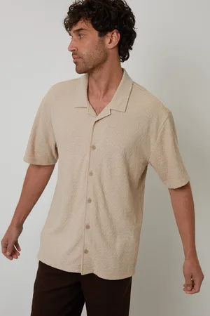 Threadbare Relaxed Fit Textured Revere Collar Shirt - - XL