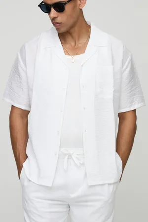 Boohoo Super Oversized Half Sleeve Crinkle Viscose Shirt - - L