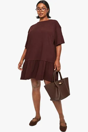 Boohoo Womens Plus rib drop hem smock dress - - 26