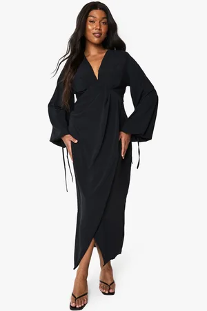 Boohoo Womens PLUS WRAP BLOUSON SLEEVE MAXI DRESS - - 18
