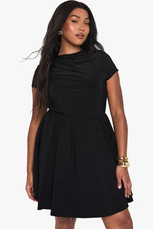 Boohoo Womens Plus fabric mix draped skater dress - - 26