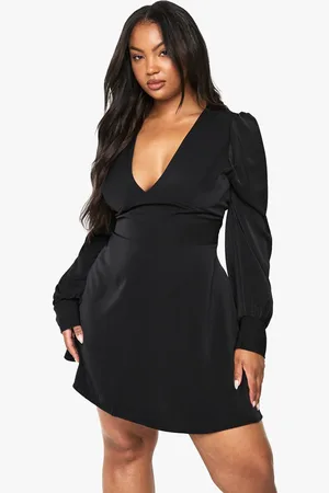 Boohoo Womens PLUS LONG BLOUSON SLEEVE SKATER DRESS - - 20