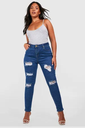 Boohoo Womens Plus Distressed Skinny Jeans - - 28