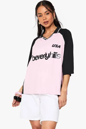 Boohoo Womens Beverly Hills Contrast Panel Football Jersey - - 16