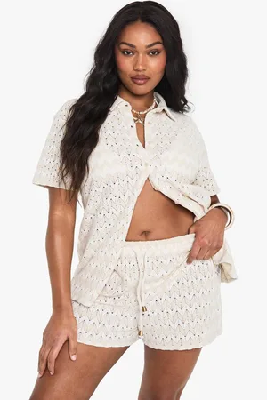 Boohoo Womens Plus Zig Zag Knitted Beach Shorts - - 24
