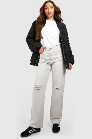 Boohoo Womens Tall Basics Ripped Knee Boyfriend Jeans - - 10