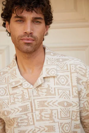 Threadbare Printed Textured Relaxed Fit Short Sleeve Shirt - - XL