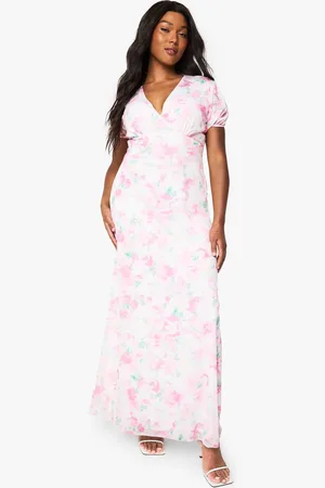 Boohoo Womens Plus Floral Mesh Midaxi Dress - - 24